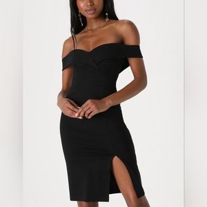 Lulus Classic Glam Black Off-the-Shoulder Bodycon Dress